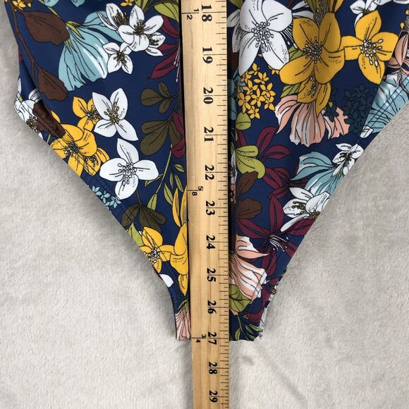 BEACH BETTY Miracle Brands Estilo Swimsuit Sz S Blue Floral Flutter Strap Tie - Picture 4 of 9